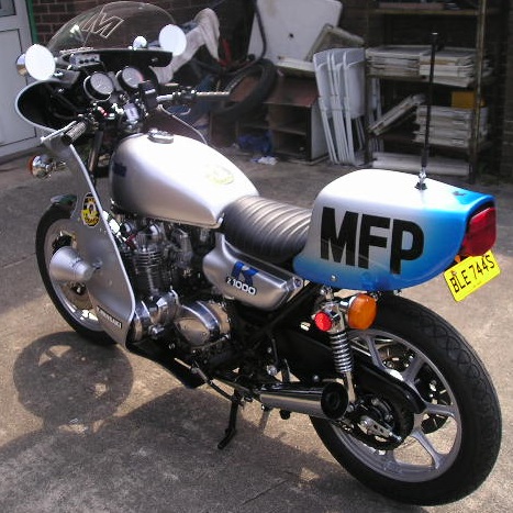 This replica of the Jim Goose Kwaka Z1000 from Mad Max was created by Dave Marsden of Z-Power of Z-Power 
