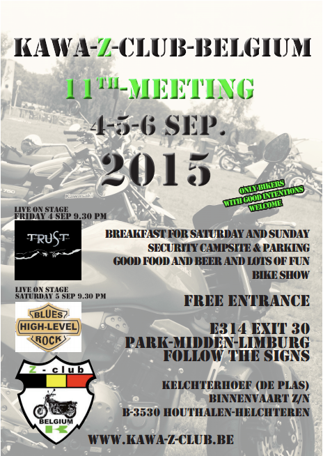 Kawa Z Club Belgium - Meeting 4th - 6th September 2015