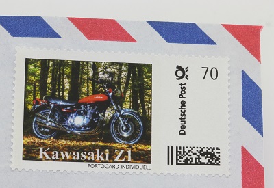 Kawasaki Z1 postage stamp on envelope